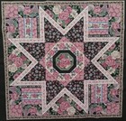 Wamsutta - black cream pink - Quilt Pattern - Cotton Fabric Panel   15 5 x15 75 