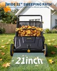 Garvee 21  Manual Push Lawn Sweeper With 4-brush System 3 5cu Ft Leaf Blower Bag