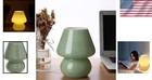 Art Deco Hand-blown Glass Bedside Lamp - Vintage Stripe Green Design