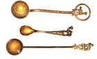 Lot Of Three  3  Different Vintage Decorative Metal Spoons With Animal Stem Ends