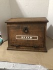 Antique Wooden Farmhouse Bread Box Front Loading Door With Ring Pull Handle