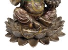 10  Inch Hindu Elephant Head God Ganesha Sitting On Lotus Statue Bronze Finish
