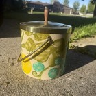 Vintage Ice Bucket Green White Yellow Mid Century Modern Mcm Retro Hippie