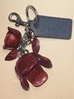 Coach Gliitter Red Tea Rose Resin Tulips Flowers Keychain Bag Charm
