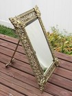 Stunning - Large Antique Solid Brass Pierced Frame Beveled Mirror  19th Century