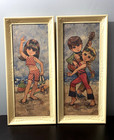 2 Vintage Lee Big Eye Mod Boys And Girls Beach Party Beatnik Mcm Framed Wall Art