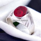 Ruby Oval Cut Gemstone With 14k Solid White Gold Ring For Men s  a509