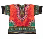 Vintage 90s Red African Dashiki Shirt Tunic Top Boho Hippie Tribal Festival Mens