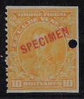 Venezuela  1915  Fiscal Stamps Of Sucre  High Value   specimen  En Red Ebv688