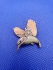 Vintage Unsigned Bird Hummingbird Brooch Enamel Clear Pave Rhinestones Pin Flaw