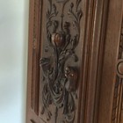 Antique Victorian Carved 16 X 27  Walnut Cabinet Door Panel Dolphins Sea Monster