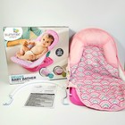 Summer Deluxe Pink Infant Baby Bather Bubble Waves Folding Bath Sling Support