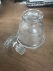 Lovely Antique Hand Blown Etched Cut Cologne perfume Bottle W  Stopper