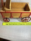 Vintage Wooden Pull Wagon Cart Toy  Red Spoke Wheels  Removable Seat