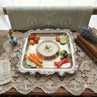 Vintage Poole 5039 Square Serving Tray Chip Dip Old English Platter Silverplate 