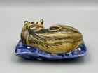 Clare Mcfarlane Living Ceramics Handpainted Cat Sleeping On Cushion Figure 