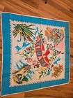 Vintage Mid Century Tijuana Mexico Travel Vacation Souvenir Scarf 34  X 34 