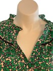 Nwt Jade Melody Size Xl Tam Ruffle Neck Green Floral Loose Bell Sleeve Blouse