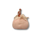 Antique German Half Doll Pincushion Art Deco Lady Pink Gingham Skirt 4 Inch
