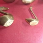 Vintage Brass Swans 1 Solid 4 Hollow  Mcm Type  5 Pieces  Vg Condition  See Pics