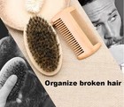 Boar Bristle Beard Brush   Wooden Mustache Comb Grooming Kit W  Gift Bag