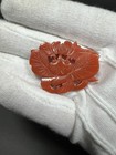 Vtg Chinese Nanhong Red Agate Chalcedony  Carved Butterfly Pendan Collectible