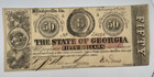 1863  50 The State Of Georgia Milledgeville Ga Obsolete Civil War Era Bank Note