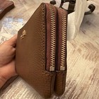 Coach Wristlet F87590 Double Corner Zip Saddle Pebbled Leather Nwt     