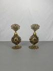 Vintage 8pc Gold Ormolu Filigree Vanity Set Jeweled Boudoir Hollywood Regency