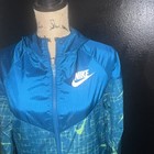 Nike Youth Xl Windrunner Jacket Full Zip Blue Green Patterned Windbreaker