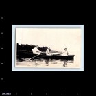 Old Vintage Photo Trio Man Smoking Cigarette Women In Rowboat Lake Snapshot