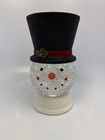 Bath   Body Works 3 Wick Candle Holder Led Snowman Hat Snow Water Globe Pedestal