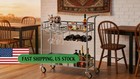 Modern 2-tier Bar Cart  Mirrored Metal Beverage   Wine Service Trolley Rolling