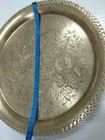 Vintage Hand-engraved Brass Tray  Ornate Floral Motif Decorative Round Platter