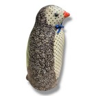 Vintage Decoupage Penguin Figurine Glazed Fabric Brown Floral 6    Folk Art