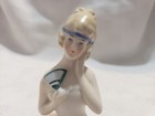 Antique 1920s German Porcelain Half Doll  Pin Cushion Doll  Marked Germany