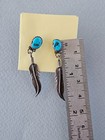 Vintage Sterling Silver Navajo Turquoise Feather Dangle Earrings