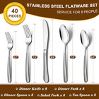 40-piece Hammered Silverware Set  Stainless Steel Flatware For 8  Cutlery Set