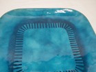 Vintage Mid Century Modern Ocean Blue Square Enamel On Copper Tray