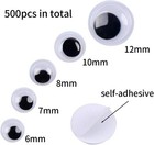 500pcs Self-adhesive Googly Eyes 6-12mm For Crafts  Doll Making  Sewing Diy 