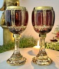 Steiner   Vogel Wine Glasses Gold   Amethyst Wine Moser Styled Cabochon Panels