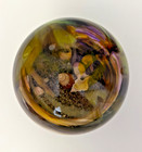 Large 7  Hand Blown Art Glass Orb Float Sand Shells Signed 2013 Newport Oregon