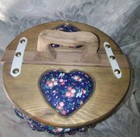 Vintage Half Bushel Lined Sewing Basket With Heart Shaped Handle