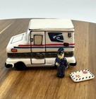 Porcelain Hinged Trinket Box Mail Jeep Us Postal Mail Post Man
