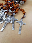 12pcs Saint St Benedict Wooden Rosary Prayer Beads Crucifix Cross  imperfect 