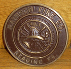 Vintage Rainbow Fire Co  No  1 Reading Pa Cast Metal Plaque Marker - 5 75 