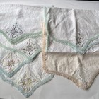 6 Vtg Embroidered Lace Trim Dresser Scarf Embroidered Pastel Green Blue Ecru See