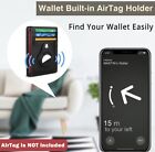 Slim Minimalist Leather Front Pocket Wallet Built-in Case Holder  Airtag Black