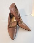 Antique Victorian Edwardian Shoes Womens Brown Leather High Heels 1890s Witchy