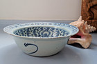 Antique 19thc Chinese Batavian Porcelain Bowl Blue   White 29cm